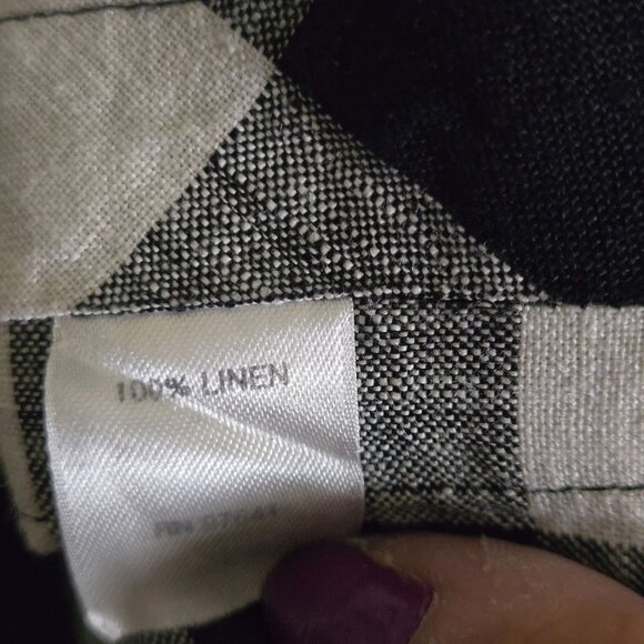 J. Jill Love Linen 100% Linen Black White Gingham Check Tunic Top Size L - Picture 7 of 7